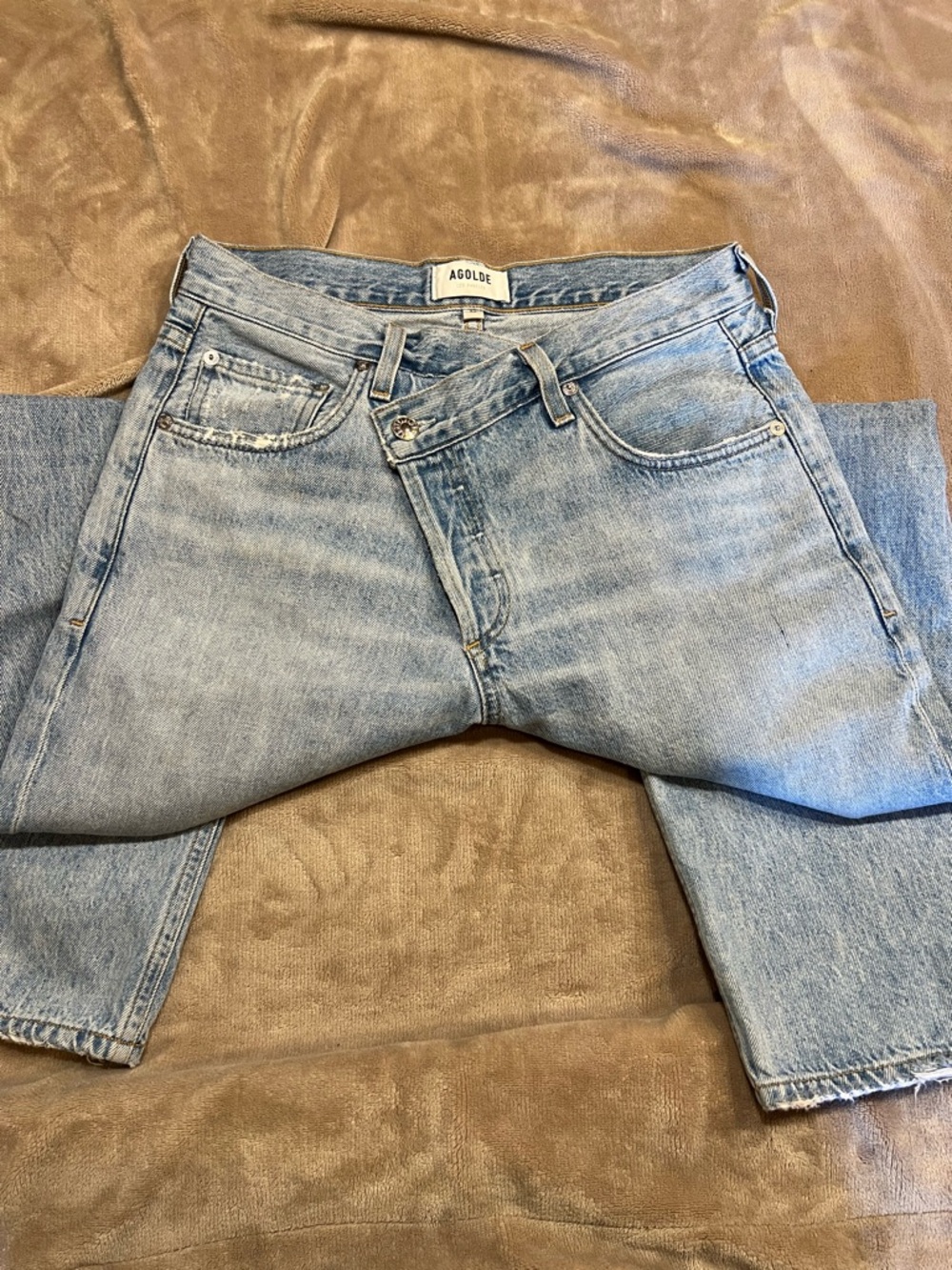 AGOLDE 'Criss Cross Jean' Light Wash Minimally Distressed Straight Leg Jean